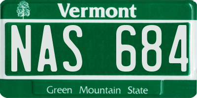 VT license plate NAS684