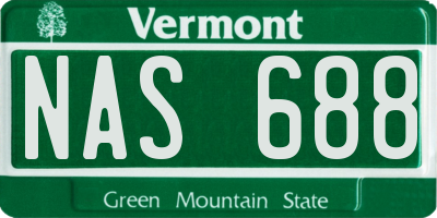 VT license plate NAS688