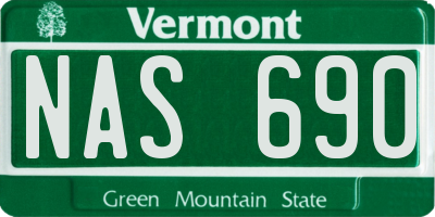 VT license plate NAS690