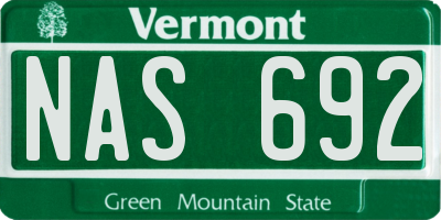 VT license plate NAS692