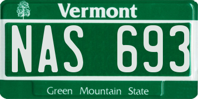 VT license plate NAS693