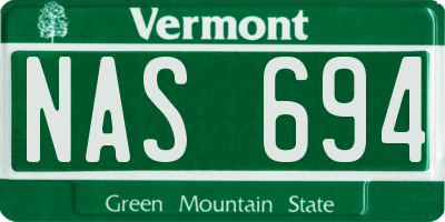 VT license plate NAS694