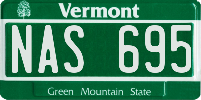 VT license plate NAS695