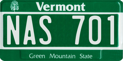 VT license plate NAS701