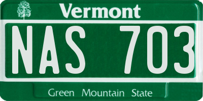 VT license plate NAS703