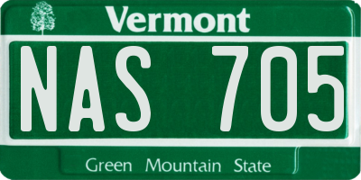 VT license plate NAS705