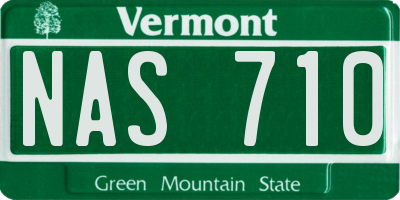 VT license plate NAS710