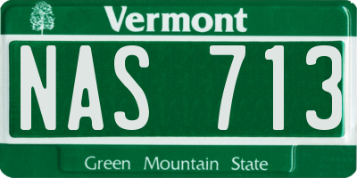 VT license plate NAS713