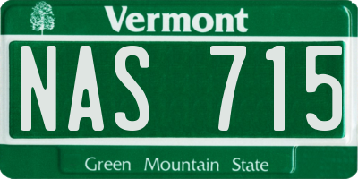 VT license plate NAS715