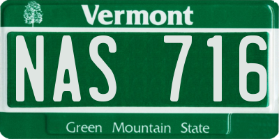 VT license plate NAS716