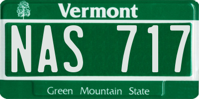 VT license plate NAS717