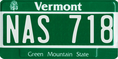 VT license plate NAS718