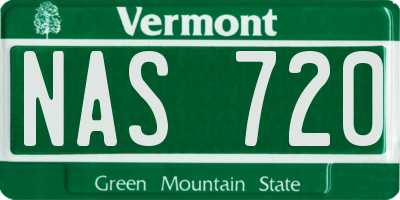 VT license plate NAS720