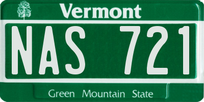 VT license plate NAS721