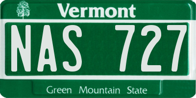 VT license plate NAS727