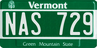 VT license plate NAS729