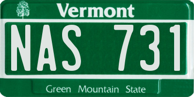 VT license plate NAS731