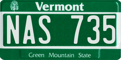 VT license plate NAS735