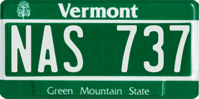 VT license plate NAS737