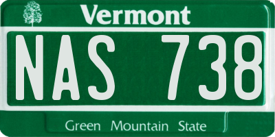 VT license plate NAS738