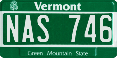 VT license plate NAS746