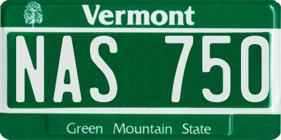 VT license plate NAS750