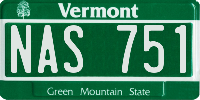 VT license plate NAS751