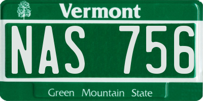 VT license plate NAS756
