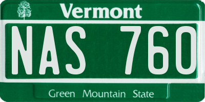 VT license plate NAS760