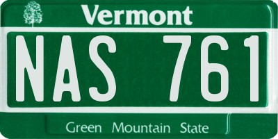 VT license plate NAS761