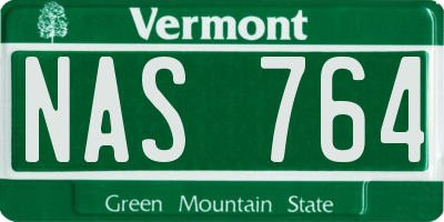 VT license plate NAS764