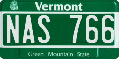 VT license plate NAS766