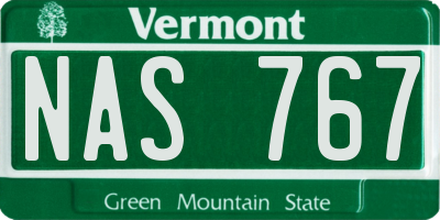 VT license plate NAS767