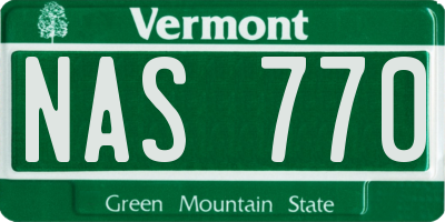 VT license plate NAS770