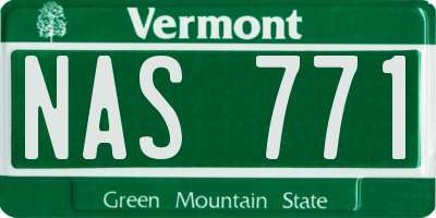 VT license plate NAS771