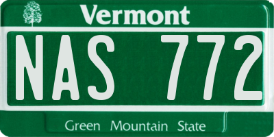 VT license plate NAS772