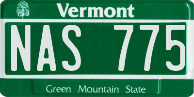 VT license plate NAS775