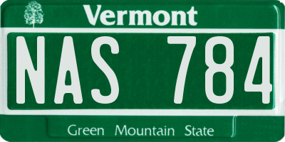 VT license plate NAS784