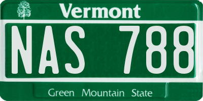 VT license plate NAS788