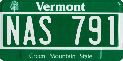 VT license plate NAS791