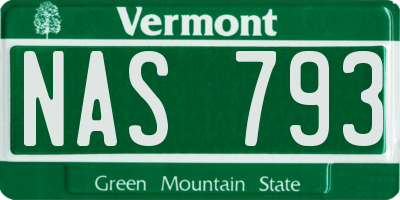 VT license plate NAS793