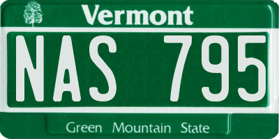 VT license plate NAS795