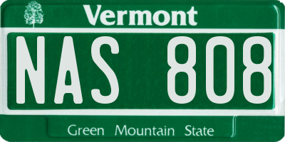 VT license plate NAS808