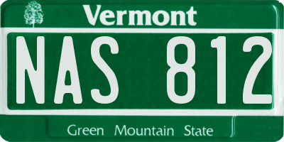 VT license plate NAS812