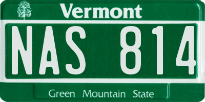 VT license plate NAS814