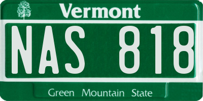 VT license plate NAS818