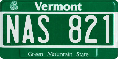 VT license plate NAS821