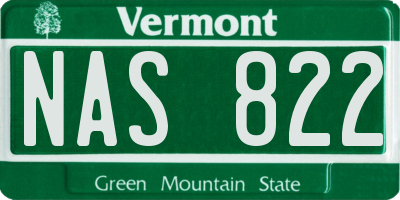VT license plate NAS822