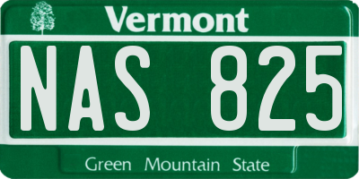 VT license plate NAS825