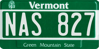 VT license plate NAS827